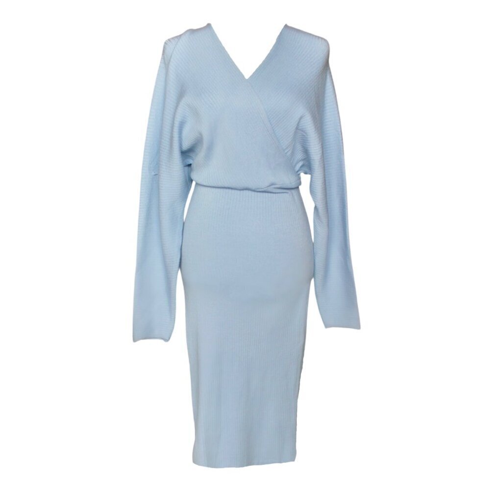 Light Blue Knit Midi Dress - Picture 2 of 5